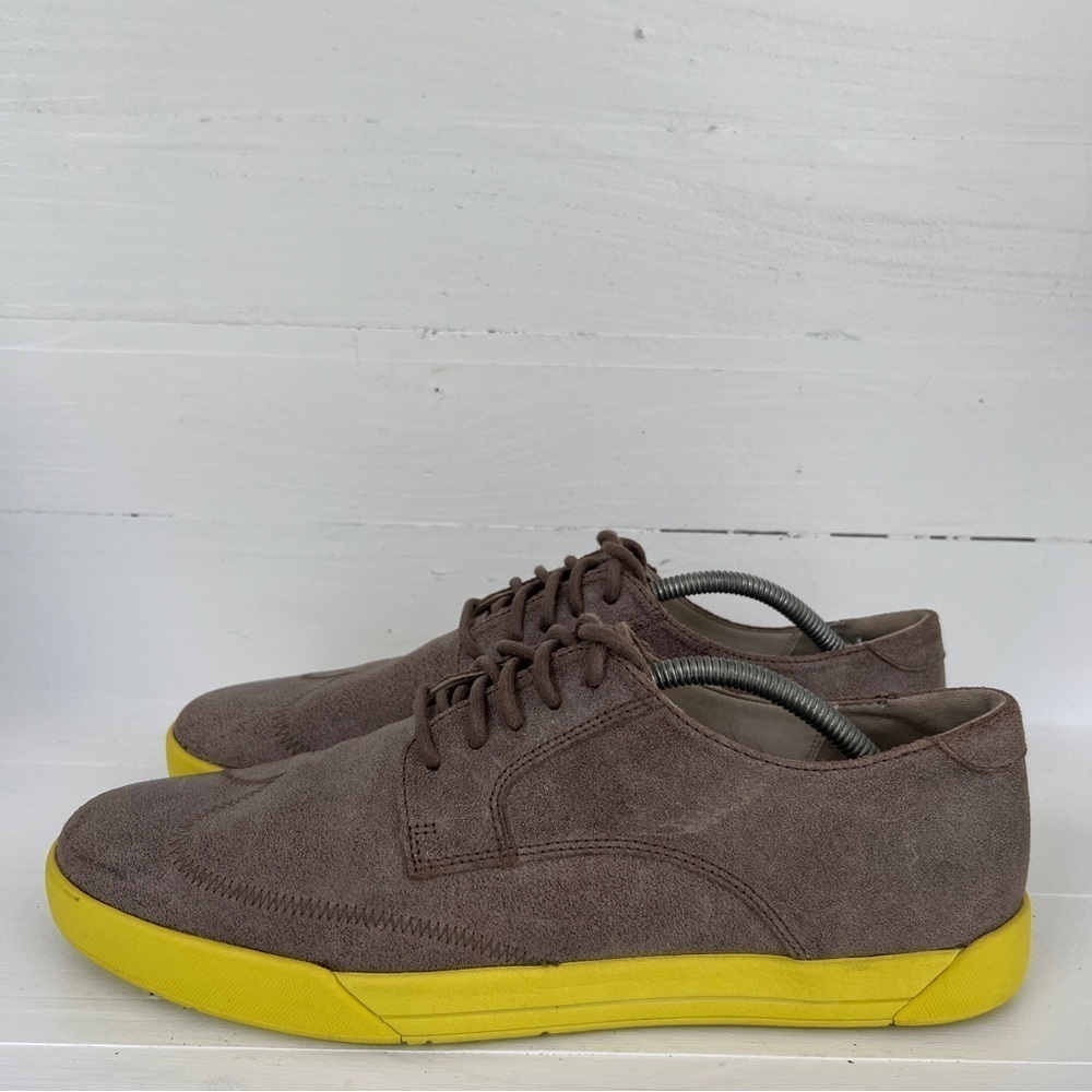 Cole Haan Brown Yellow Dress Shoes Men's 11 M Christy Wingtip Oxfords Lunar Neon